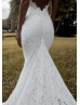 Spaghetti Straps Ivory Lace Open Back Classic Wedding Dress